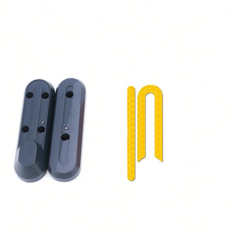 Voorwiel plastic cover Zwart met Gele reflecterende stickers